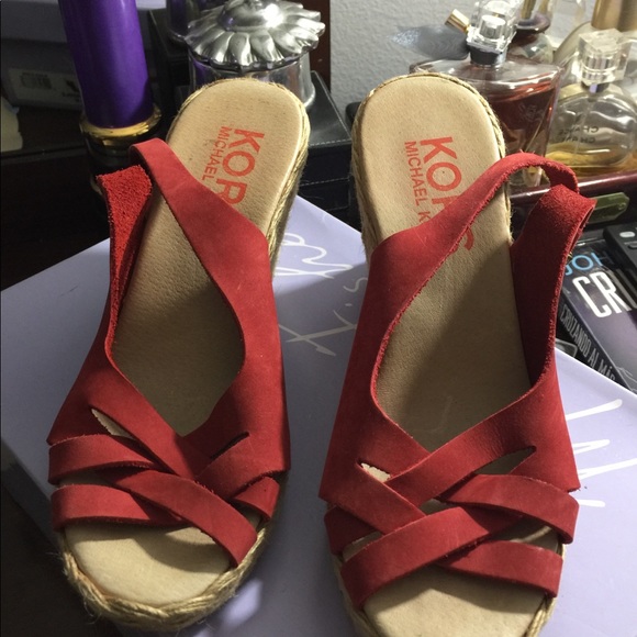 Michael Kors red espadrilles wedge sandals size 7 - Picture 3 of 6